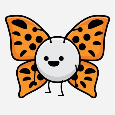 Kelebek Karakteri 'nin Güzel yüzlü, basit elli ve bacak çizgili tasviri İzole Arkaplanda