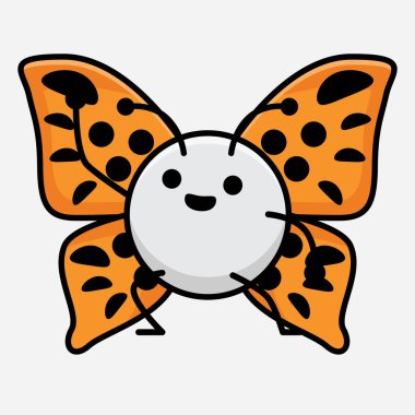 Kelebek Karakteri 'nin Güzel yüzlü, basit elli ve bacak çizgili tasviri İzole Arkaplanda