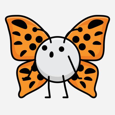 Kelebek Karakteri 'nin Güzel yüzlü, basit elli ve bacak çizgili tasviri İzole Arkaplanda