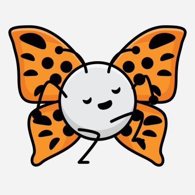 Kelebek Karakteri 'nin Güzel yüzlü, basit elli ve bacak çizgili tasviri İzole Arkaplanda