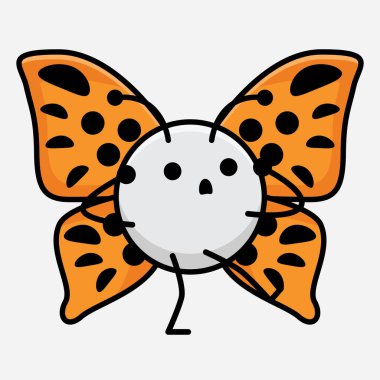 Kelebek Karakteri 'nin Güzel yüzlü, basit elli ve bacak çizgili tasviri İzole Arkaplanda