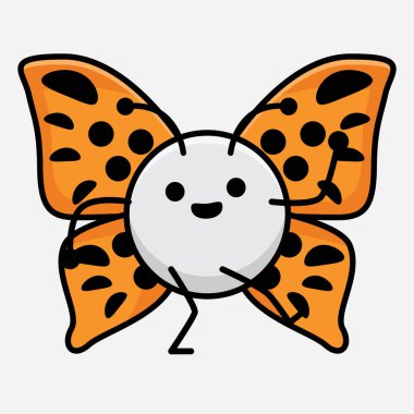 Kelebek Karakteri 'nin Güzel yüzlü, basit elli ve bacak çizgili tasviri İzole Arkaplanda