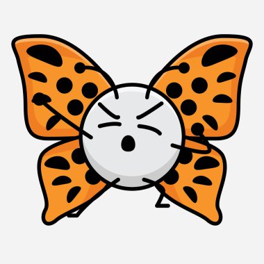 Kelebek Karakteri 'nin Güzel yüzlü, basit elli ve bacak çizgili tasviri İzole Arkaplanda