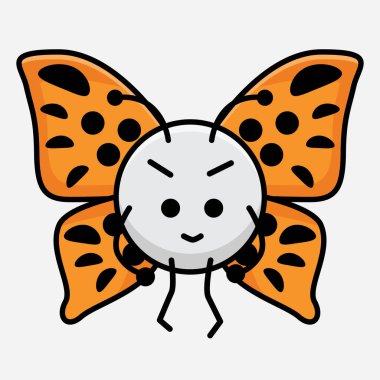 Kelebek Karakteri 'nin Güzel yüzlü, basit elli ve bacak çizgili tasviri İzole Arkaplanda