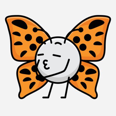 Kelebek Karakteri 'nin Güzel yüzlü, basit elli ve bacak çizgili tasviri İzole Arkaplanda