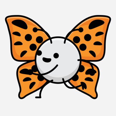 Kelebek Karakteri 'nin Güzel yüzlü, basit elli ve bacak çizgili tasviri İzole Arkaplanda