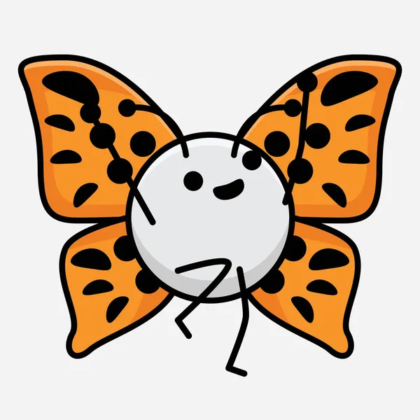 Kelebek Karakteri 'nin Güzel yüzlü, basit elli ve bacak çizgili tasviri İzole Arkaplanda