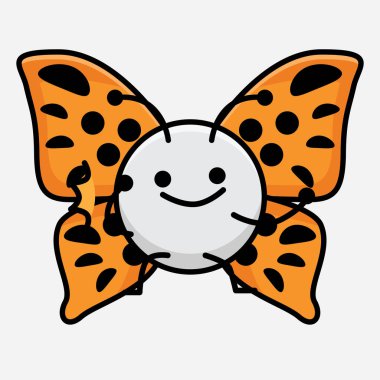 Kelebek Karakteri 'nin Güzel yüzlü, basit elli ve bacak çizgili tasviri İzole Arkaplanda