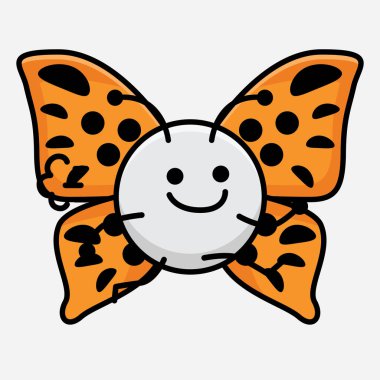 Kelebek Karakteri 'nin Güzel yüzlü, basit elli ve bacak çizgili tasviri İzole Arkaplanda