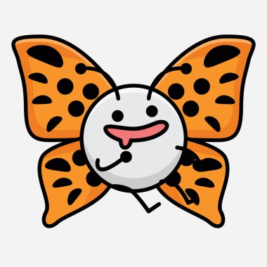 Kelebek Karakteri 'nin Güzel yüzlü, basit elli ve bacak çizgili tasviri İzole Arkaplanda