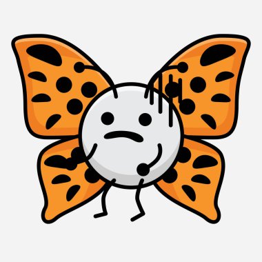 Kelebek Karakteri 'nin Güzel yüzlü, basit elli ve bacak çizgili tasviri İzole Arkaplanda