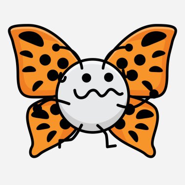 Kelebek Karakteri 'nin Güzel yüzlü, basit elli ve bacak çizgili tasviri İzole Arkaplanda