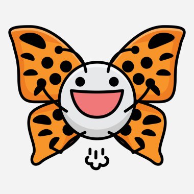 Kelebek Karakteri 'nin Güzel yüzlü, basit elli ve bacak çizgili tasviri İzole Arkaplanda