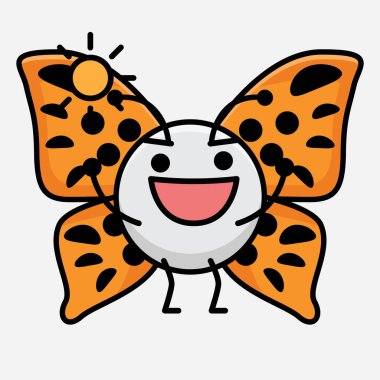 Kelebek Karakteri 'nin Güzel yüzlü, basit elli ve bacak çizgili tasviri İzole Arkaplanda