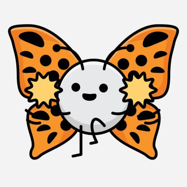 Kelebek Karakteri 'nin Güzel yüzlü, basit elli ve bacak çizgili tasviri İzole Arkaplanda