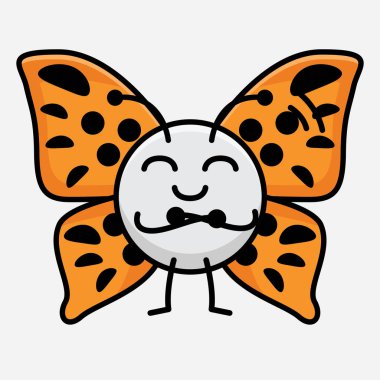 Kelebek Karakteri 'nin Güzel yüzlü, basit elli ve bacak çizgili tasviri İzole Arkaplanda