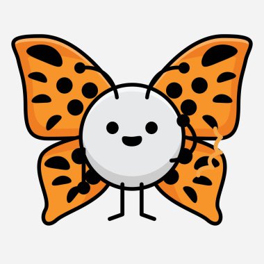 Kelebek Karakteri 'nin Güzel yüzlü, basit elli ve bacak çizgili tasviri İzole Arkaplanda