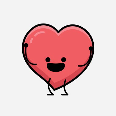 İzole edilmiş arkaplanda Kalp Karakteri Maskot Vektörü İllüstrasyonu