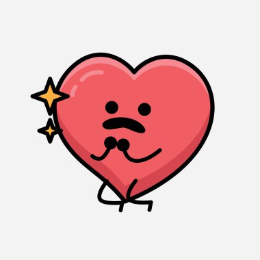 İzole edilmiş arkaplanda Kalp Karakteri Maskot Vektörü İllüstrasyonu