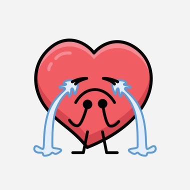 İzole edilmiş arkaplanda Kalp Karakteri Maskot Vektörü İllüstrasyonu