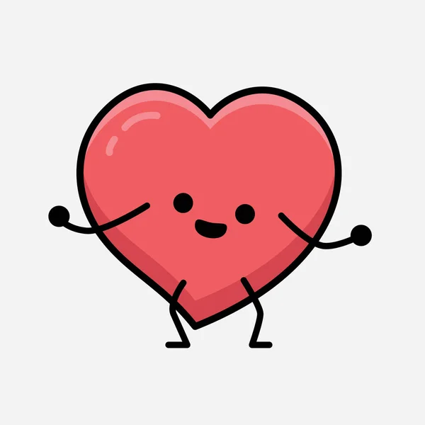 Heart Character Mascot Vektor Illustration Isolerad Bakgrund — Stock vektor