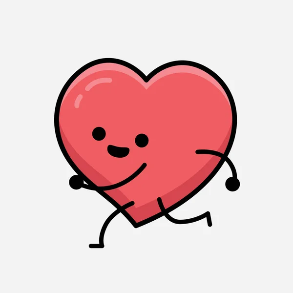 Heart Character Mascot Διάνυσμα Εικονογράφηση Απομονωμένο Φόντο — Διανυσματικό Αρχείο