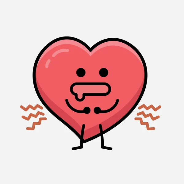 Heart Character Mascot Vector Illustration Isolated Background —  Vetores de Stock