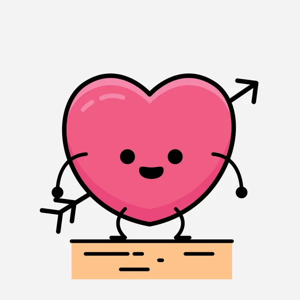 Heart Arrow Mascot Character Vector Illustration Isolerad Bakgrund — Stock vektor
