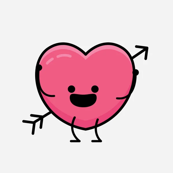 Mascotte Coeur Avec Flèche Illustration Vectorielle Caractères Sur Fond Isolé — Image vectorielle