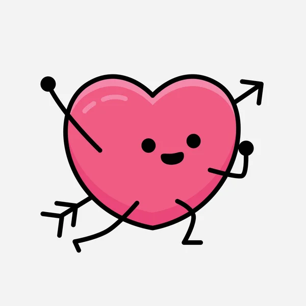 Heart Arrow Mascot Character Vector Illustration Isolated Background — Wektor stockowy