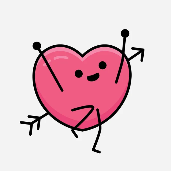 Καρδιά Arrow Mascot Character Vector Εικονογράφηση Απομονωμένο Φόντο — Διανυσματικό Αρχείο