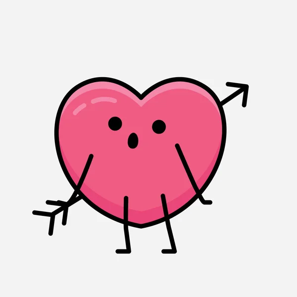 Heart Arrow Mascot Character Vector Illustration Isolated Background — Wektor stockowy