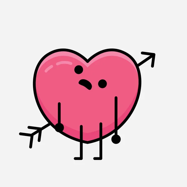 Heart Arrow Mascot Character Vector Illustration Isolerad Bakgrund — Stock vektor