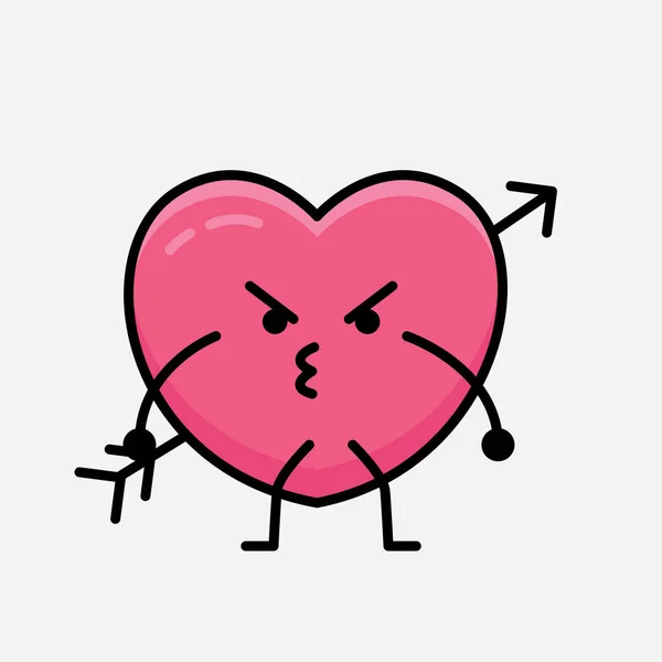 Coração Com Arrow Mascot Character Vector Ilustração Fundo Isolado — Vetor de Stock