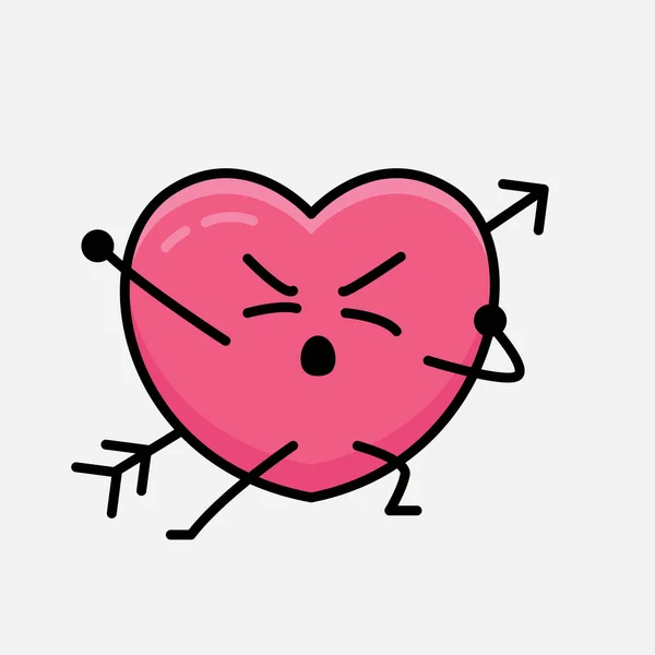 Mascotte Coeur Avec Flèche Illustration Vectorielle Caractères Sur Fond Isolé — Image vectorielle
