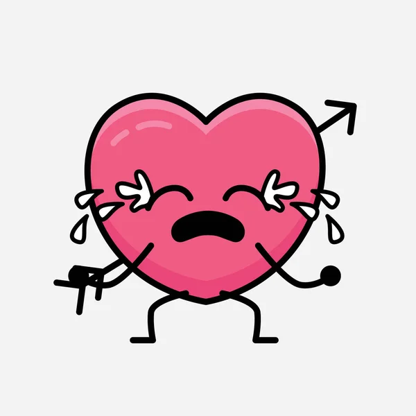 Mascotte Coeur Avec Flèche Illustration Vectorielle Caractères Sur Fond Isolé — Image vectorielle