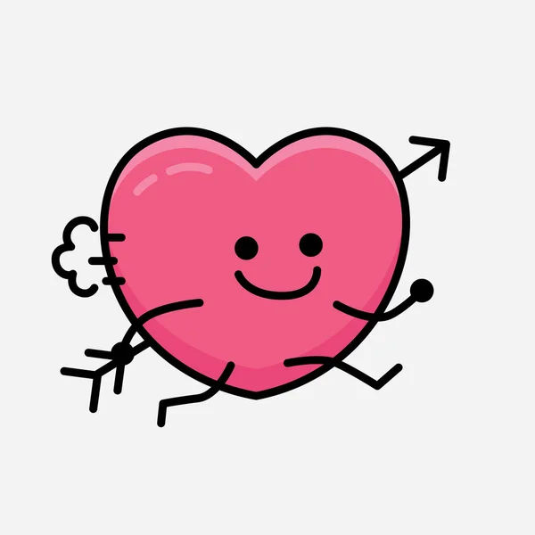 Heart Arrow Mascot Character Vector Illustration Isolated Background — Wektor stockowy