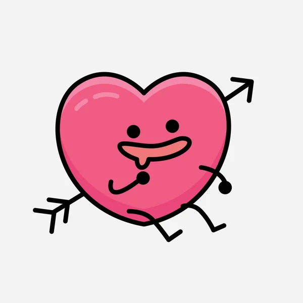 Coração Com Arrow Mascot Character Vector Ilustração Fundo Isolado —  Vetores de Stock