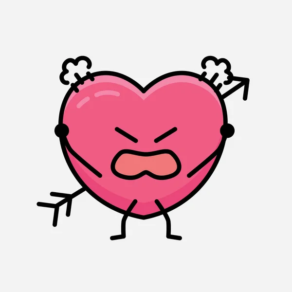 Mascotte Coeur Avec Flèche Illustration Vectorielle Caractères Sur Fond Isolé — Image vectorielle