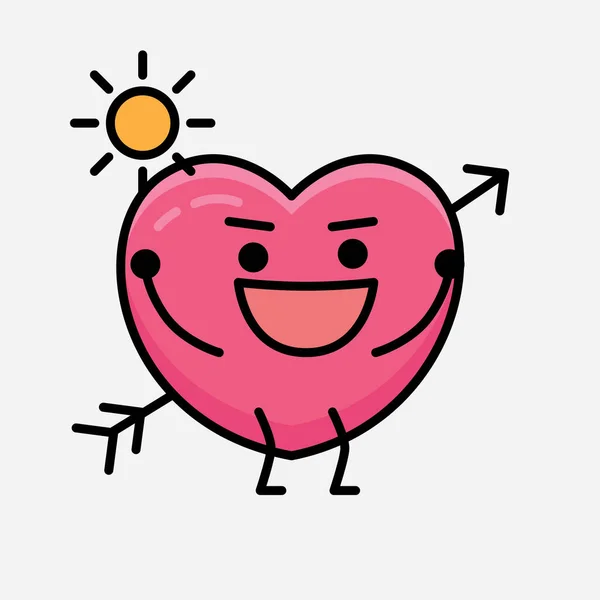 Heart Arrow Mascot Character Vector Illustration Isolated Background — Stockvektor