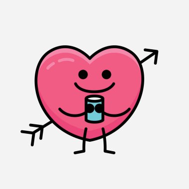 İzole edilmiş arkaplanda Arrow Maskot Karakteri Vektör İllüstrasyonlu Kalp