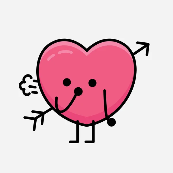 Corazón Con Flecha Mascota Personaje Vector Ilustración Sobre Fondo Aislado — Vector de stock