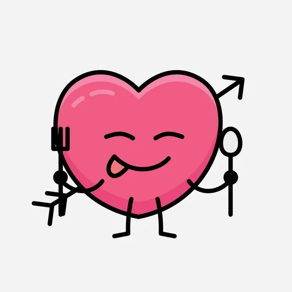 Corazón Con Flecha Mascota Personaje Vector Ilustración Sobre Fondo Aislado — Archivo Imágenes Vectoriales