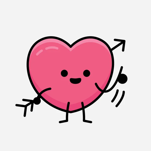 Heart Arrow Mascot Character Vector Illustration Isolated Background — Wektor stockowy