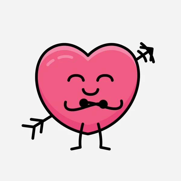 Heart Arrow Mascot Character Vector Illustration Isolated Background — Vetor de Stock