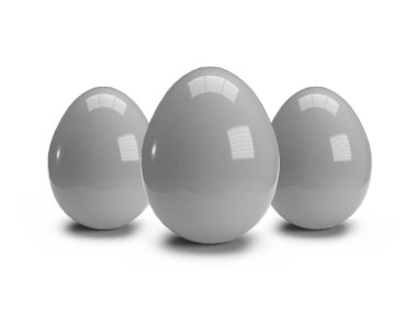 İzole Arkaplanda Yumurta 3 Boyutlu Görüntü Sahnesi
