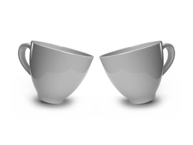 Kahve ve Çay Fincanı 3D Görüntü İzole Arkaplan Sahnesi