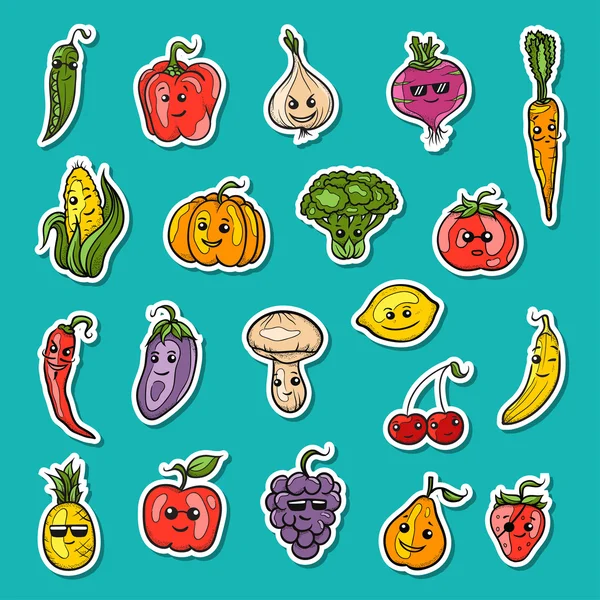 Ilustración del conjunto de frutas y hortalizas — Vector de stock