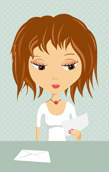 Illustrazione della ragazza con una lettera — Vettoriale Stock