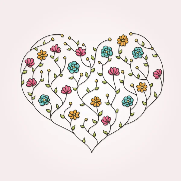 Illusztráció: virág szív — Stock Vector